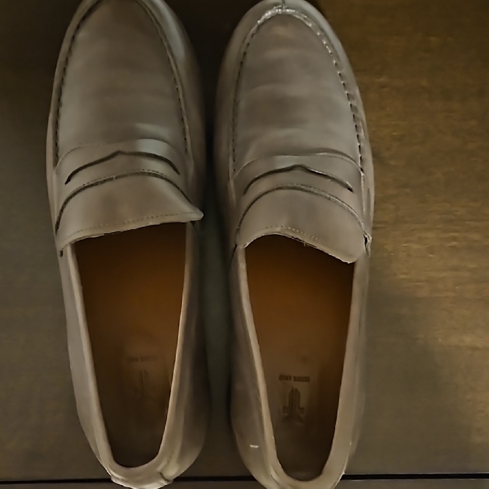 Frye Gray Loafers with Penny Vamp and Smooth Finish